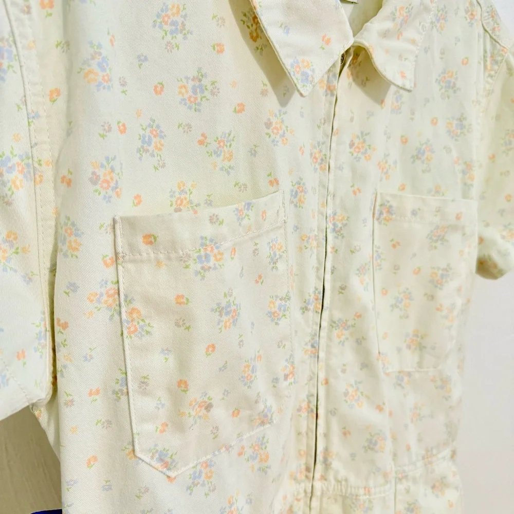 Urban Outfitters Nuuly Rosetta Floral Romper utility shorts tie sash size large - Picture 7 of 17